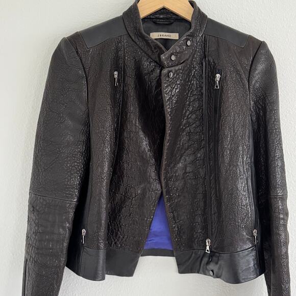 J Brand Black Leather Jacket Size Small - Picture 2 of 8